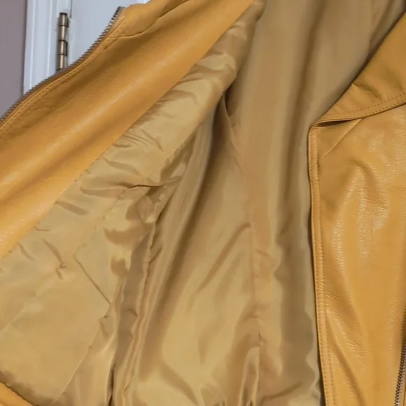 NWT - INC International Concepts Mustard Vegan Leather Jacket - Picture 7 of 10